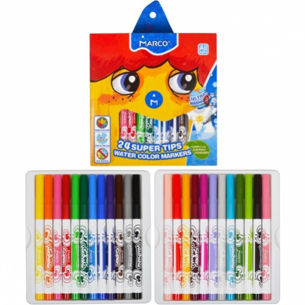 Набір фломастерів Marco Super Washable 1630-24CB 24 кольору Набір фломастерів Marco Super Washable 1630-24CB 24 кольору
