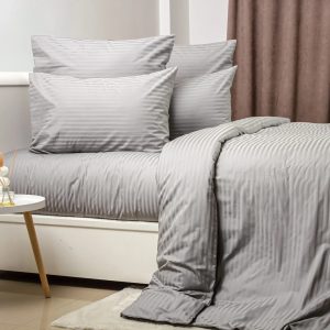Підковдра двоспальне ТЕП СТРАЙП САТИН PREMIUM Grey 2-04853_34877 180х215 см сірий