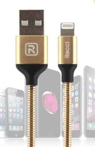 Lightning кабель Gravel RCL-W100, 1m gold Recci CC300093 Lightning кабель Gravel RCL-W100, 1m gold Recci CC300093