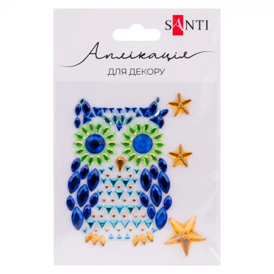 Аплікація зі страз самоклеючих Santi Owl 742989 9,5х8 см Аплікація зі страз самоклеючих Santi Owl 742989 9,5х8 см