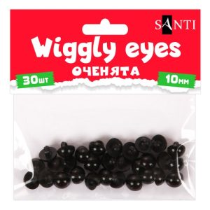 Очі пришивні гудзики Santi 955434 10 мм 30 шт/уп чорні Очі пришивні гудзики Santi 955434 10 мм 30 шт/уп чорні