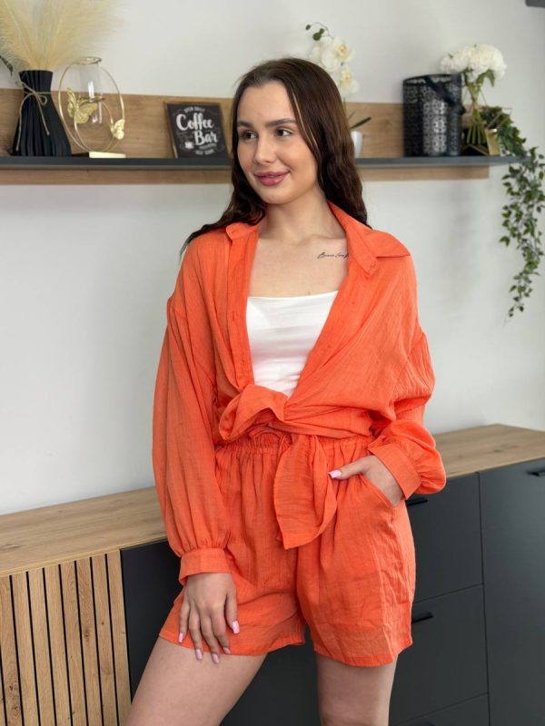 Костюм жіночий літній із жатого батиста Fashion 2610 20577 оранжевий Костюм жіночий літній із жатого батиста Fashion 2610 20577 оранжевий