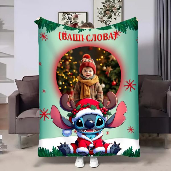 Плед 3D зі своїм фото Різдвяний Стіч 32344 135х160 см Плед 3D зі своїм фото Різдвяний Стіч 32344 135х160 см