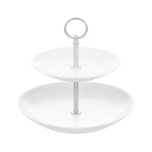 Блюдо 2-х ярусна Ardesto AR0958 16х16х17.5 см біле