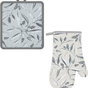 Набір прихваток для кухні Ardesto Grey leaves ART14FL 2 предмети Набір прихваток для кухні Ardesto Grey leaves ART14FL 2 предмети