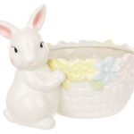 Кашпо Bona Di Зайчик з кошиком 928-148 13х13.5х18.5 см біле