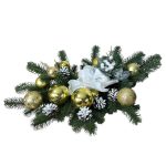 Композиція новорічна з іграшками зелена 19841 55х40 см золота з білим