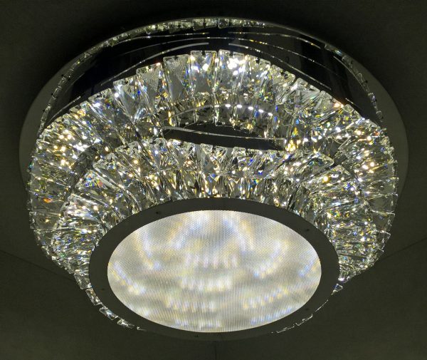 Люстра стельова кришталева LED з пультом 25661 Хром 18х50х50 см. Люстра стельова кришталева LED з пультом 25661 Хром 18х50х50 см.