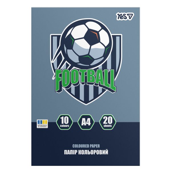 Папір кольоровий односторонній А4 YES Football 955496 20 аркушів Папір кольоровий односторонній А4 YES Football 955496 20 аркушів
