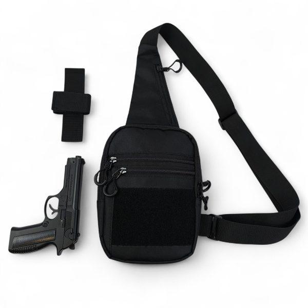 Тактична чоловіча сумка з кобурою Cordura 1000D – 6 кишень, чорна Тактична чоловіча сумка з кобурою Cordura 1000D – 6 кишень, чорна