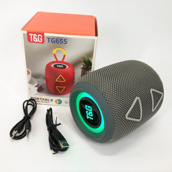 Портативна колонка TG655 5W з RGB підсвічуванням та ремінцем, Гучна блютуз колонка. Колір: сірий Портативна колонка TG655 5W з RGB підсвічуванням та ремінцем, Гучна блютуз колонка. Колір: сірий