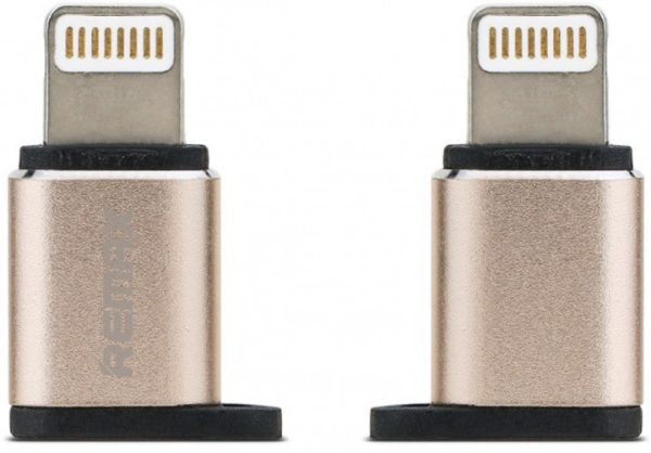 Перехідник Visual RA-USB2 microUSB(F) to Lightning(M) Gold Remax 340906 Перехідник Visual RA-USB2 microUSB(F) to Lightning(M) Gold Remax 340906