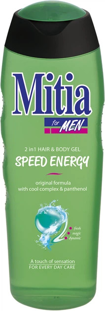Чоловічий шампунь-гель для душу 2в1 Mitia Speed Energy 8595025827753 400 мл Чоловічий шампунь-гель для душу 2в1 Mitia Speed Energy 8595025827753 400 мл