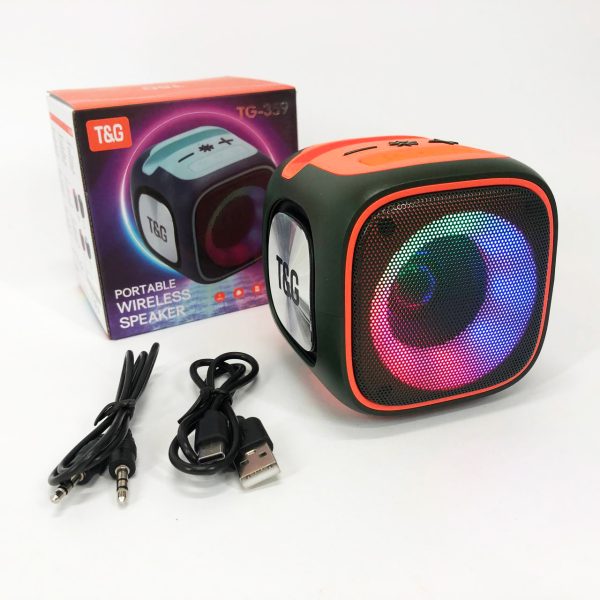 Портативна Bluetooth колонка TG359 7W з підсвічуванням RGB, акумуляторна колонка для музики. Колір: зелений Портативна Bluetooth колонка TG359 7W з підсвічуванням RGB, акумуляторна колонка для музики. Колір: зелений