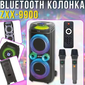 Портативна акустична колонка ZXX-9900 з 2 мікрофонами динаміки 2х10 дюймів Портативна акустична колонка ZXX-9900 з 2 мікрофонами динаміки 2х10 дюймів