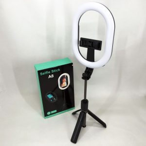 Монопод-штатив для селфі з кільцевою LED лампою Selfie Stick A8 телескопічний з пультом та Bluetooth Монопод-штатив для селфі з кільцевою LED лампою Selfie Stick A8 телескопічний з пультом та Bluetooth