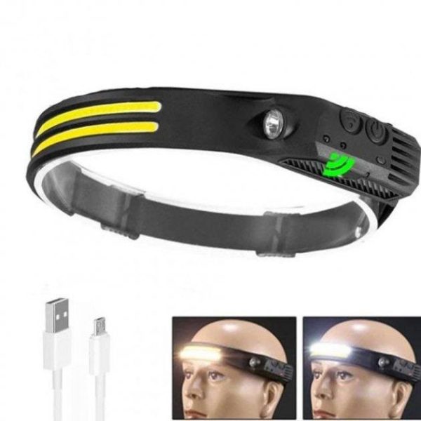LED Ліхтар налобний BL-W689-LM+2COB (white+red) датчик руху, Ліхтарик на голову із зарядкою LED Ліхтар налобний BL-W689-LM+2COB (white+red) датчик руху, Ліхтарик на голову із зарядкою